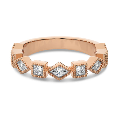 3/8 CT.Princess and Round Lab Created Diamond stackable Wedding Band