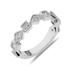 3/8 CT.Princess and Round Natural Diamond stackable Wedding Band