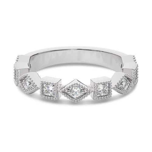 3/8 CT.Princess and Round Lab Created Diamond stackable Wedding Band