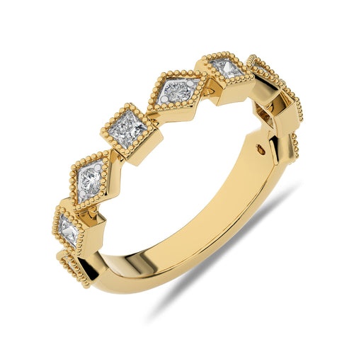 3/8 CT.Princess and Round Lab Created Diamond stackable Wedding Band