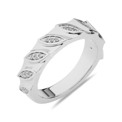1/10 CT. Marquise Shape Round Lab Created Diamond Wedding Band Ring