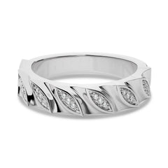 1/10 CT. Marquise Shape Round Lab Created Diamond Wedding Band Ring