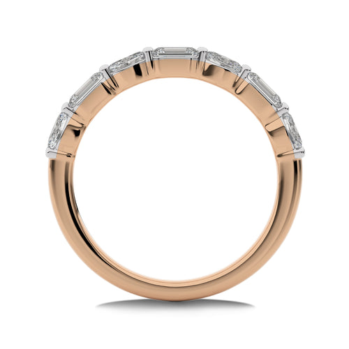 1 CT. Emerald and Oval Lab Created Diamond Half Eternity Band