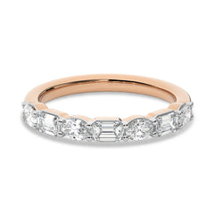 1 CT. Emerald and Oval Lab Created Diamond Half Eternity Band