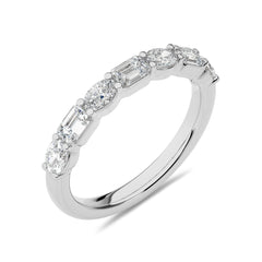 1 CT. Emerald and Oval Lab Created Diamond Half Eternity Band