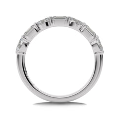 1 CT. Emerald and Oval Lab Created Diamond Half Eternity Band