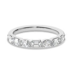 1 CT. Emerald and Oval Lab Created Diamond Half Eternity Band