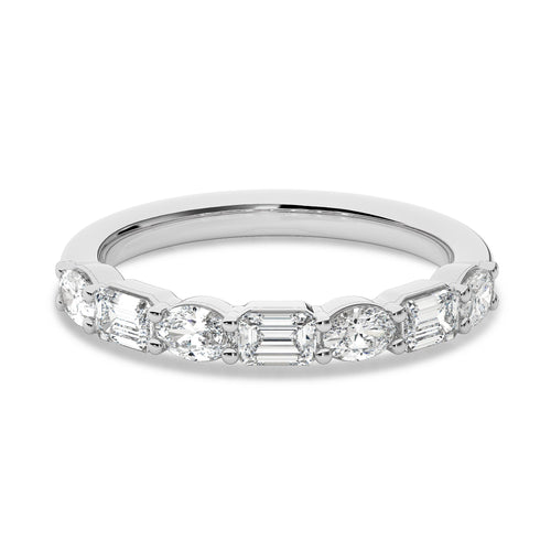 1 CT. Emerald and Oval Lab Created Diamond Half Eternity Band
