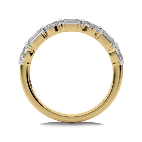 1 CT. Emerald and Oval Lab Created Diamond Half Eternity Band