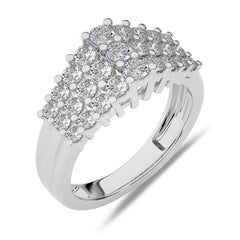 1 1/2 CT.Three Row Pyramid Lab Created Diamond Wedding Band