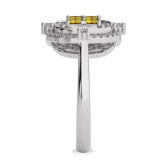 3/4 CT. Fancy Yellow Round and Radiant Cut Natural Diamond Ring