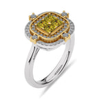 3/4 CT. Fancy Yellow Round and Radiant Cut Natural Diamond Ring