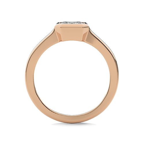 1 1/2 CT. Emerald Cut Bezel Set Natural Diamond Engagement Ring