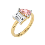 2 1/2 CT. Stylist Toi et Moi Emerald and Pink pear Lab created duo stone Engagement Ring.