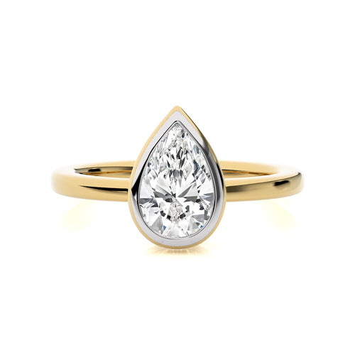 1 1/2 CT. Bespoke Bezel Set Pear Natural Diamond Engagement Ring