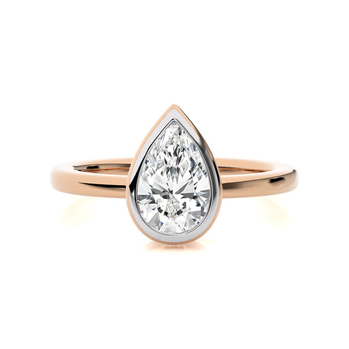 Bespoke Bezel Set Pear Lab Created Diamond Engagement Ring