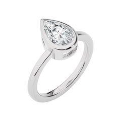 Bespoke Bezel Set Pear Lab Created Diamond Engagement Ring