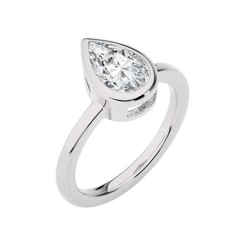 Bespoke Bezel Set Pear Diamond Engagement Ring