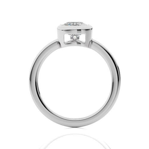 1 1/2 CT. Bespoke Bezel Set Pear Natural Diamond Engagement Ring