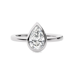 1 1/2 CT. Bespoke Bezel Set Pear Lab Created Diamond Engagement Ring