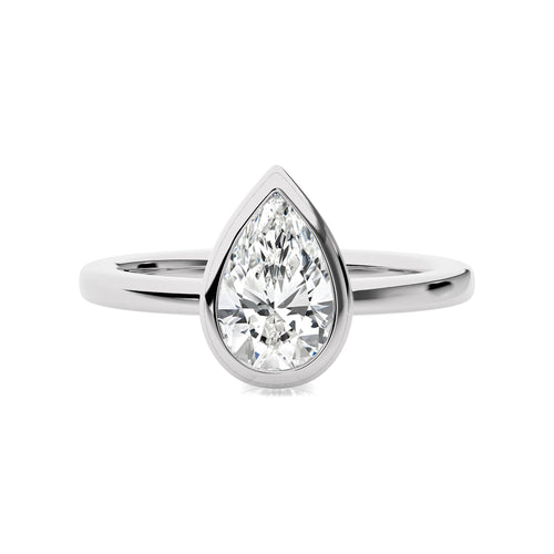 1 1/2 CT. Bespoke Bezel Set Pear Lab Created Diamond Engagement Ring