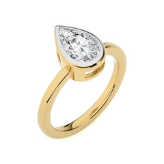 Bespoke Bezel Set Pear Diamond Engagement Ring