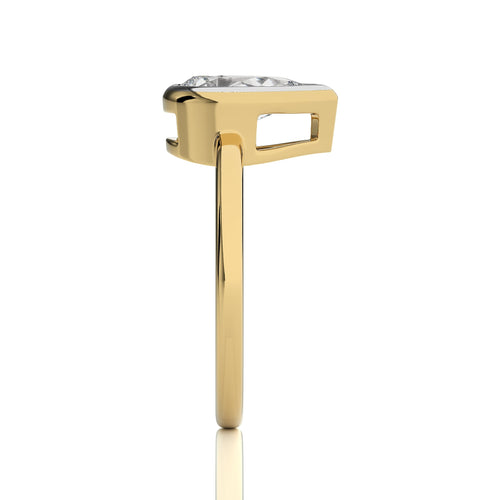 1 1/2 CT. Bespoke Bezel Set Pear Natural Diamond Engagement Ring