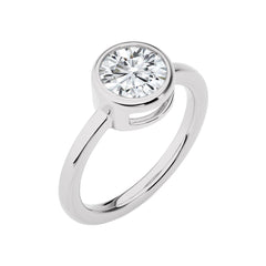 Bespoke Bezel Set Round Lab Created Diamond Engagement Ring