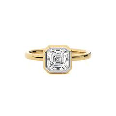 1 1/2 CT. Bespoke Asscher Set Round Natural Diamond Engagement Ring