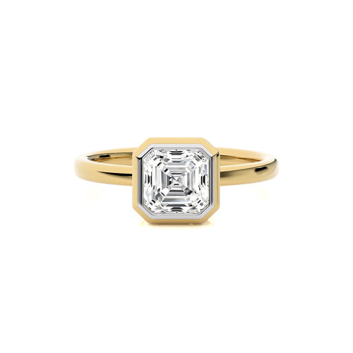 1 1/2 CT. Bespoke Asscher Set Round Natural Diamond Engagement Ring