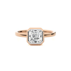 1 1/2 CT. Bespoke Asscher Set Round Natural Diamond Engagement Ring