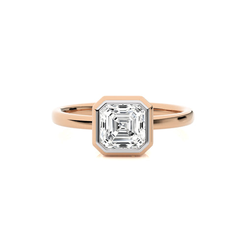 1 1/2 CT. Bespoke Asscher Set Round Natural Diamond Engagement Ring