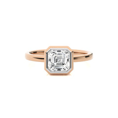 Bespoke Asscher Set Round Lab Created Diamond Engagement Ring