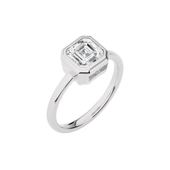 1 1/2 CT. Bespoke Asscher Set Round Natural Diamond Engagement Ring