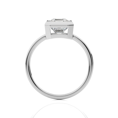 1 1/2 CT. Bespoke Asscher Set Round Lab Created Diamond Engagement Ring