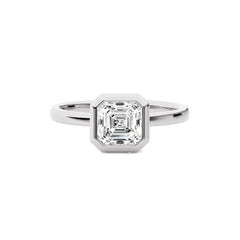 1 1/2 CT. Bespoke Asscher Set Round Natural Diamond Engagement Ring