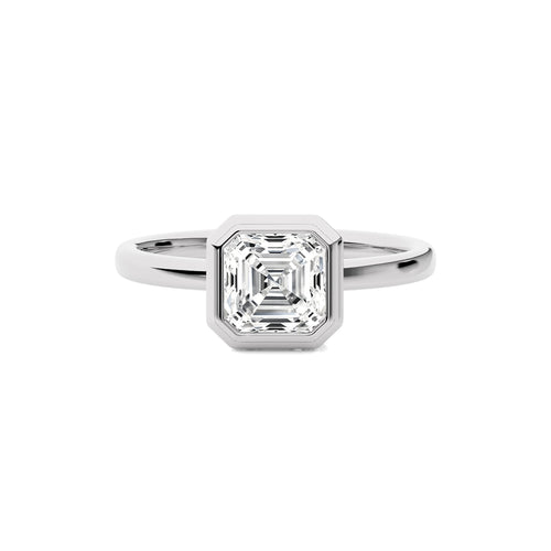 1 1/2 CT. Bespoke Asscher Set Round Natural Diamond Engagement Ring