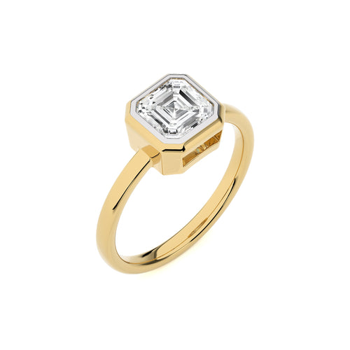 Bespoke Asscher Set Round Diamond Engagement Ring