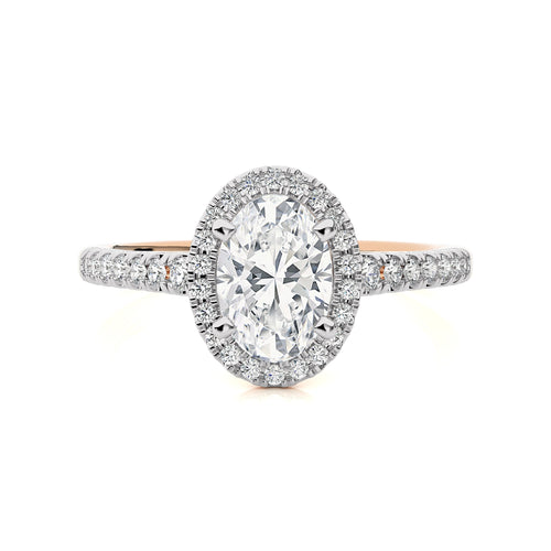 1 3/4 CT. Oval Floating Halo Lab Created Diamond Engagement ring