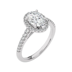 Oval Floating Halo Diamond Engagement ring