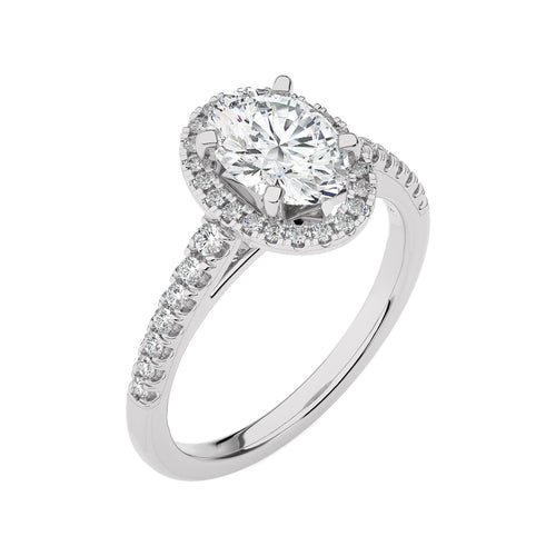 Oval Floating Halo Diamond Engagement ring