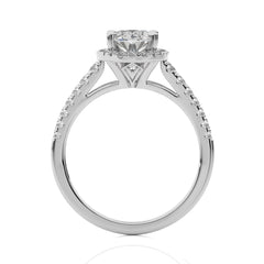 1 3/4 CT.  Oval Floating Halo Natural Diamond Engagement ring