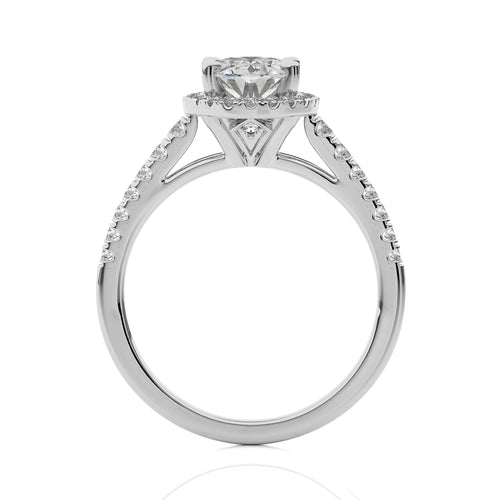 Oval Floating Halo Diamond Engagement ring