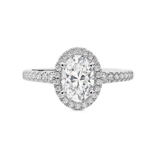 1 3/4 CT.  Oval Floating Halo Natural Diamond Engagement ring