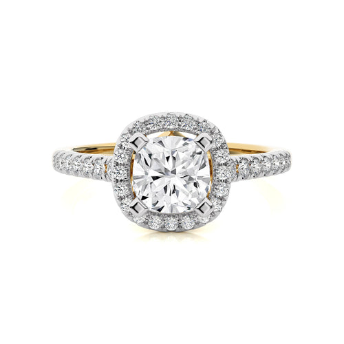 Cushion Floating Halo Diamond Engagement ring