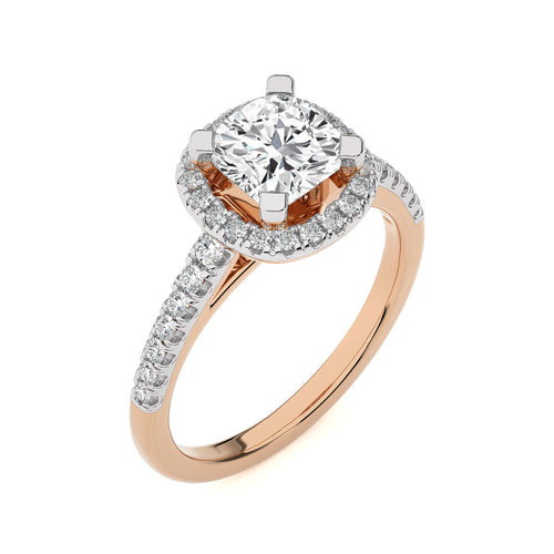 Cushion Floating Halo Lab Created Diamond Engagement ring