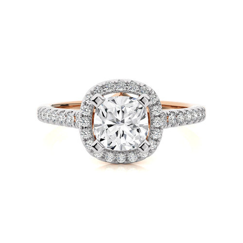 Cushion Floating Halo Lab Created Diamond Engagement ring