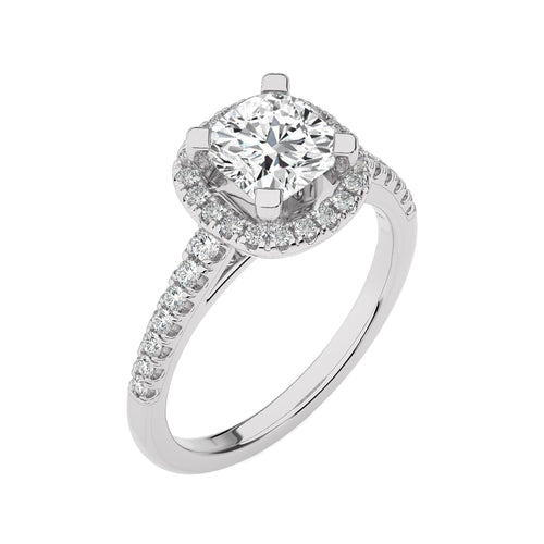 Cushion Floating Halo Lab Created Diamond Engagement ring