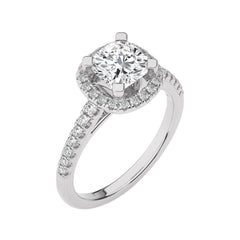 Cushion Floating Halo Diamond Engagement ring