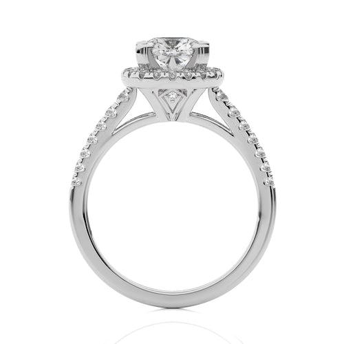 Cushion Floating Halo Lab Created Diamond Engagement ring